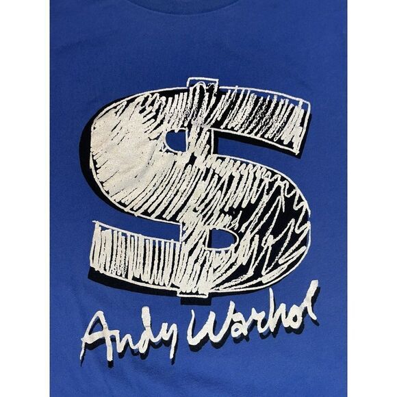 Uniqlo Andy Warhol Art Money Sign Graphic T-shirt Women 3XL Blue Short Sleeve - Picture 2 of 5